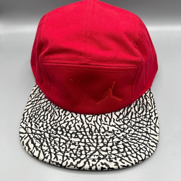 Air Jordan Hat Men Red 5 Panel Cement Elephant Jumpman Strap Back Cap